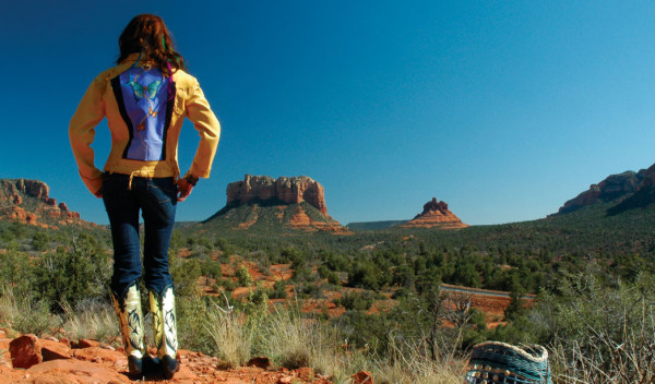 Stylish woman looking at the Sedona lanscape