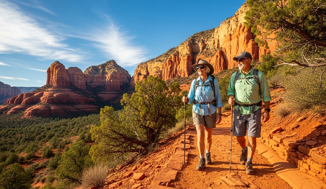 Couple Hiking In The Red Rocks Sedona